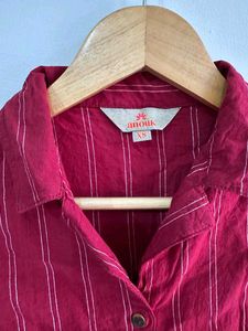 Maroon Red Striped Button up Shirt