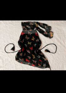 Sheer Butterfly Print y2k halter top