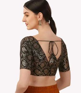 Elegant Black Brocade Blouse
