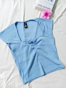 blue cute bow top with sling bag