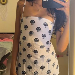 White &amp; Black Floral Kurti Top