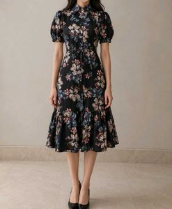 Dress-Midi, Floral print