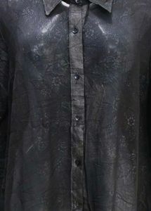 5267. Sheer Black Button-Up Shirt