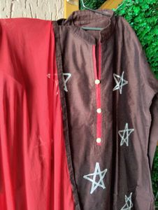 Brown Kurta with Star Embellishments
