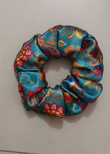 Floral Print Satin Scrunchie
