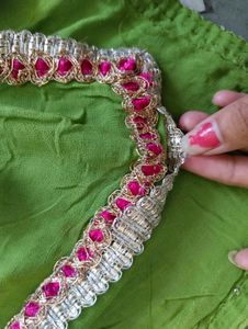 Vibrant Green Dupatta with Embellished Border