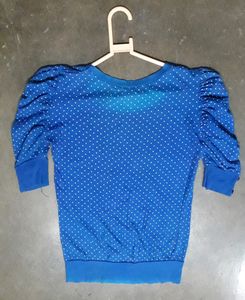 Puffed sleve Royal Blue Top for Regular Use