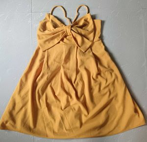 🇹🇭Chic Yellow Bow Tie Mini Dress