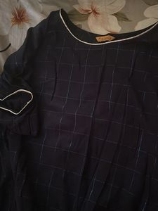 Chic Navy Blue Checked Kurta and pants