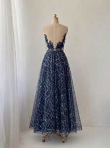 Elegant Navy Sequined Gown