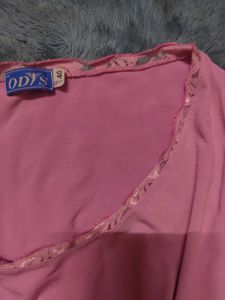 Pink Lace Trimmed Tunic Top