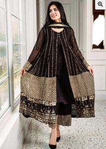 Front Back SEQUINS embroidered long frock