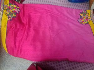 Pink &amp; Golden designer Embroidered Saree