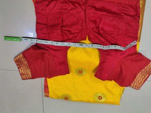 Vibrant Yellow Saree with Red Blouse