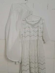 White Anarkali Suit Set