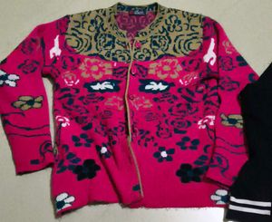 Rosanna Pink Floral Knit Cardigan