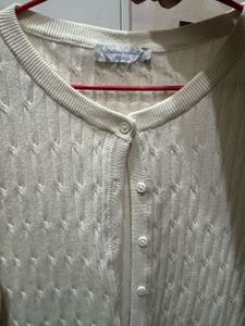 Cream Cable Knit Short Sleeve Sweater