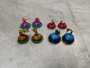 Quilled Handmade Jhumka Earrings Pack Of 5