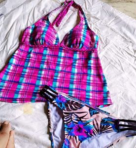 Chic Plaid Tankini Swimsuit