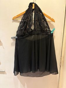 Black Lace Halter Top