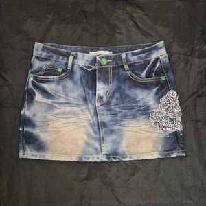 Distressed Denim Mini Skirt y2k