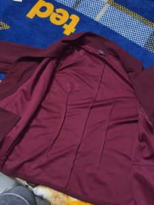 Burgundy Open Front Blazer