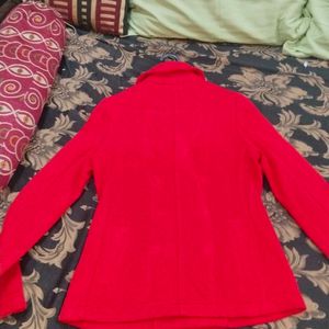 Navy Red Pea Coat
