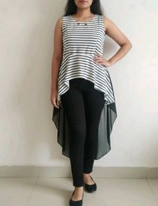 Striped High-Low Tunic Top