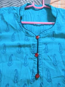 Vibrant Blue Paisley Print Kurta