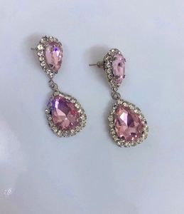 New Pink Crystal Drop Earrings