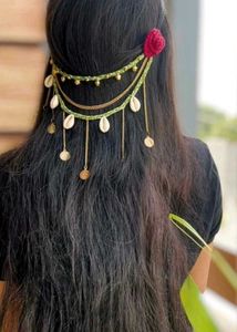 Boho Chic Shell & Coin Hair Chain