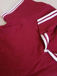 Maroon Polo Neck Top