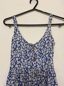 Blue Floral Button-Up Midi Dress