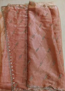 Elegant Peach Embroidered Saree