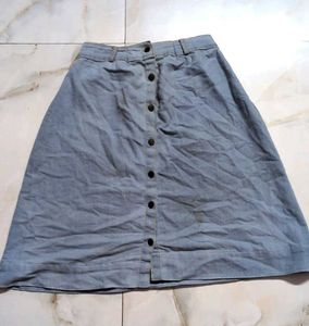 Light Wash Denim Button-Up Skirt