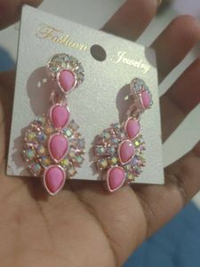 Pink Gemstone &amp; Crystal Earrings