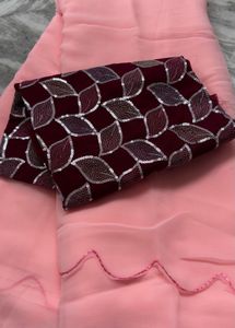Elegant Pink Saree with Blouse
