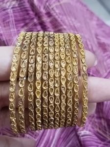 Elegant Golden Glass Bangles Set