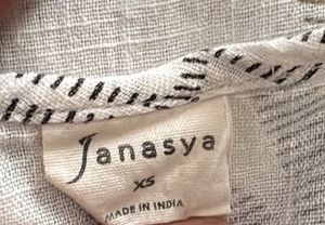 JANASYA White &amp; Grey Kurta(without pants)| Size XS