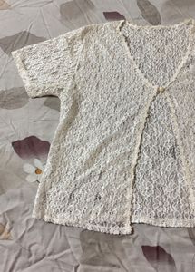 White Lace Cropped Cardigan