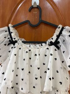 Tiered Heart Print Tulle Dress
