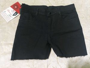 Black Denim Cut-Off Shorts