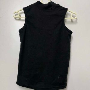 Sleeveless Mock Neck Black Top