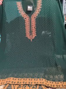 Green Embroidered Unstitched suit set
