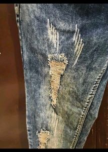 Distressed Blue Denim Jogger Pants