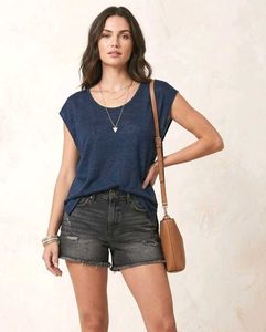 Imported Blue Sheer Cap Sleeve Top
