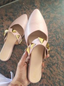 Stylish Pink Studded Flat Sandals