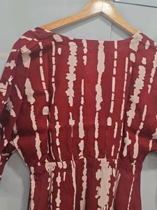 Maroon &amp; White Tie-Dye Maxi Dress