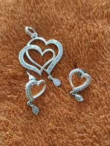 Heart Pendant and Earring Set