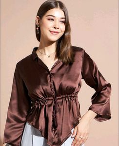 Chic Satin Bell Sleeve Top